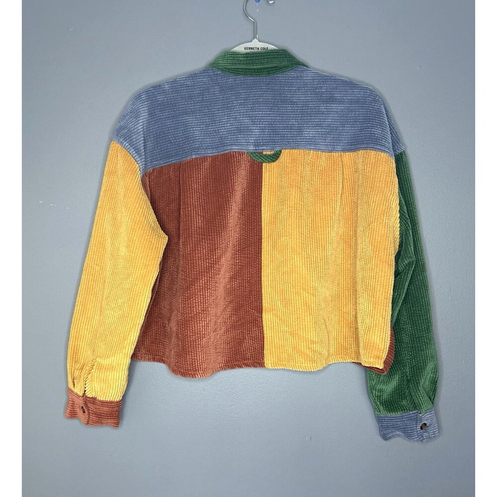 BDG UO Charley Corduroy Colorblock Cropped Top Size XS Boxy Button Oversized - Picture 3 of 14